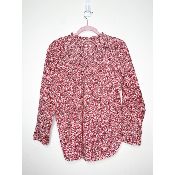 J.Crew Liberty Print Ruffle Classic Popover Shirt in Chamomile Red Floral 10 - Picture 5 of 5